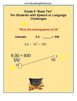 Preview of Grade 5 CCS - Numbers/ Operations, Base 10, w/ Speech/ Language Challenges