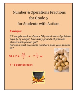 Preview of Grade 5- CCS: Numbers/ Operations w/ Fractions for  Students w/ Autism