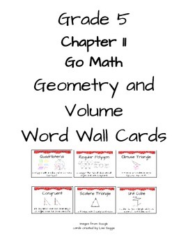 Preview of Grade 5 Chapter 11 Geometry and Volume Word Wall Vocabulary Cards