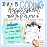 Grade 5 Coding Assessment NEW Ontario Math : C. Algebra