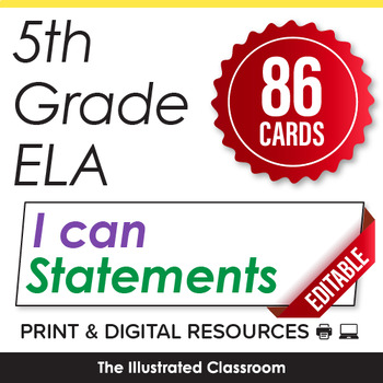 Preview of Common Core Standards (CCSS) I Can Statements for 5th Grade ELA - Half Page