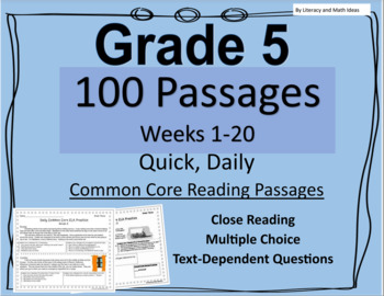 Preview of Grade 5 Daily Common Core Reading Practice Weeks 1-20 {LMI}