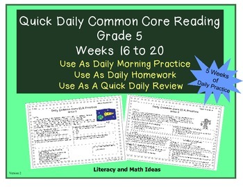 Preview of Grade 5 Daily Common Core Reading Practice Weeks 16-20 {LMI}