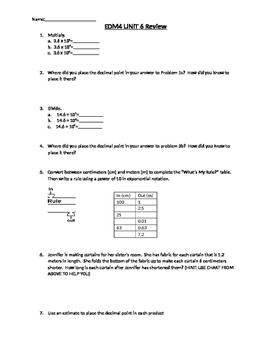 Preview of Grade 5 EDM4 Unit 6 Review