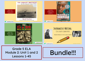 Preview of "Grade 5 ELA Module 2 BUNDLE" Google Slides- Bookworms Supplement