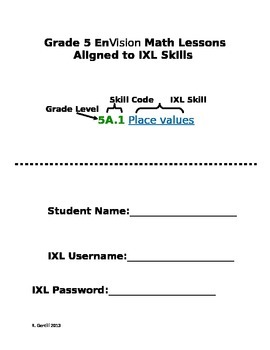 Preview of Grade 5 Envision Math-IXL skill alignment