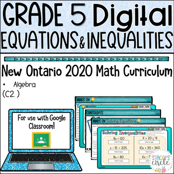 Preview of Grade 5 Equations and Inequalities 2020 Ontario Math Digital Google Slides