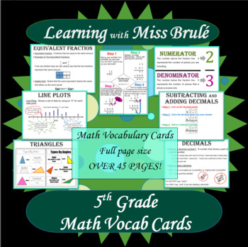 Preview of Grade 5 Math Vocab Cards/Posters