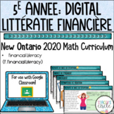 Grade 5 FRENCH Financial Literacy NEW Ontario Math DIGITAL