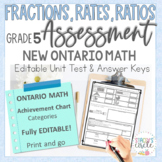 Grade 5 NEW Ontario Math Fractions Rates and Ratios Assessment