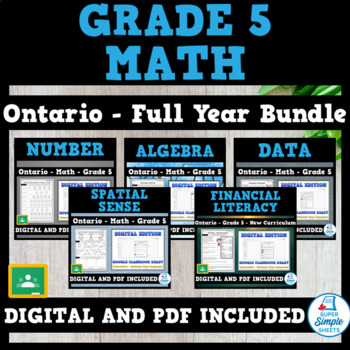 Preview of Grade 5 - Full Year Math Bundle - Ontario New 2020 Math - GOOGLE + PDF INCLUDED