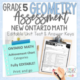 Grade 5 NEW Ontario Math Geometry Assessment