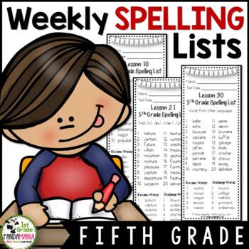 Preview of 5th Grade Spelling Lists (Weekly) aligned w HMH Journeys
