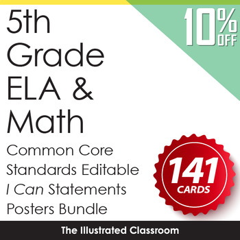 Preview of Common Core Standards I Can Statements for 5th Grade Half-Page Posters Bundle