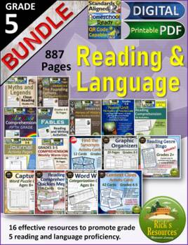 Preview of Reading Comprehension Language Activities 5th Grade - Print and Digital Versions