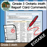 Grade 5 MATH Ontario Report Card Comments (Use with Google Docs™)