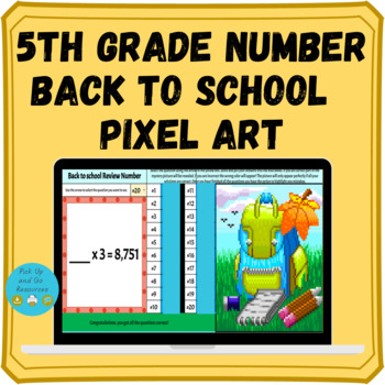 Preview of 5th Grade Math Back to School Pixel Art Number Review