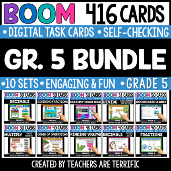 Preview of Grade 5 Math Bundle Boom Cards - Digital
