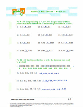 grade 5 math decimalsl2place value decimals worksheet