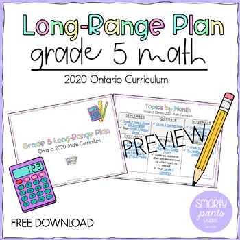 Preview of Grade 5 Math - Long Range Plan with Links - Ontario 2020 Curriculum