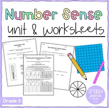 Preview of Grade 5 Math - Number Sense Worksheets and Slides! Place Value & Fractions