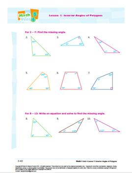 grade 5 mathshapes volumel7interior angles of polygons worksheet