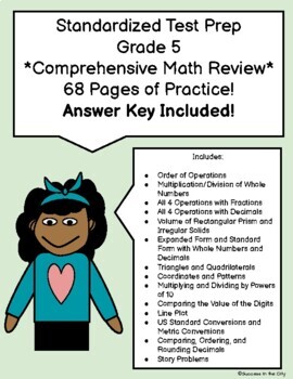 Preview of Grade 5 Math Standardized Test Prep | Comprehensive Review | Summer Math Packet