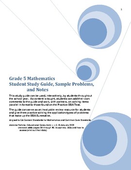 Grade 5 Smarter Balanced - Math Student Study Guide and Sample Problems