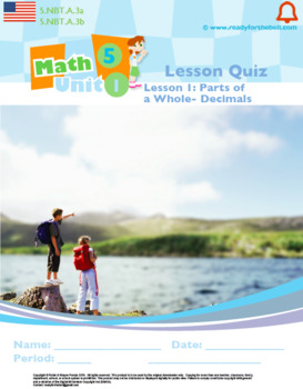 Preview of Grade 5: Math: Whole Year Quiz Bundle (37 Quizzes &Answer Key sets)