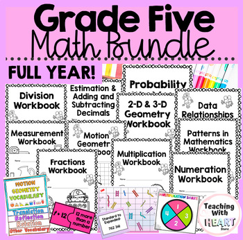 Preview of Grade 5 Math Year Long Bundle | Full Year of Workbooks