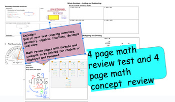 Preview of Grade 5 Math review pages and final test