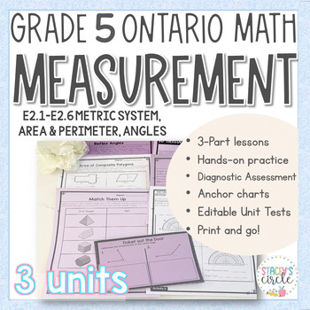 Preview of Grade 5 Measurement Bundle NEW Ontario Math : E2 . Measurement