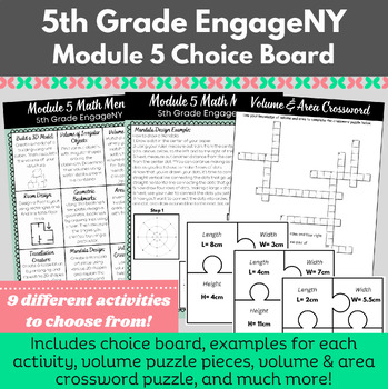 Preview of Grade 5 Module 5: Eureka/EngageNY Choice Board Volume & Area Games