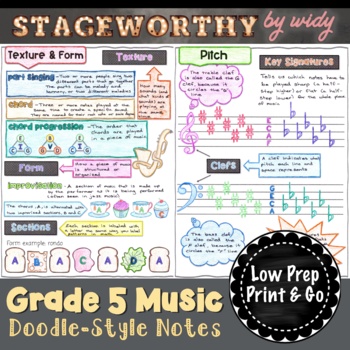 Preview of Grade 5 Music Theory Elements of Music Worksheet Notes Music Review