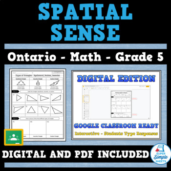 Preview of Grade 5 - New Ontario Math Curriculum 2020 - Spatial Sense - GOOGLE AND PDF
