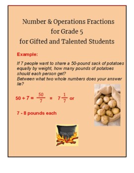 Preview of Grade 5, Numbers & Operations Fractions for Gifted and Talented Students