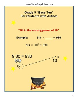 Preview of Grade 5 CCS- Numbers/Operations in Base 10 for Students w/ Autism