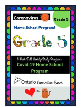 Preview of Grade 5 Ontario  5-Week FULL Covid-19 (Coronavirus) HOMESCHOOL Distance Learning
