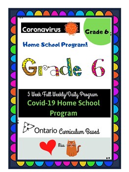 Preview of Grade 6 Ontario  5-Week FULL Covid-19 (Coronavirus) HOMESCHOOL Distance Learning