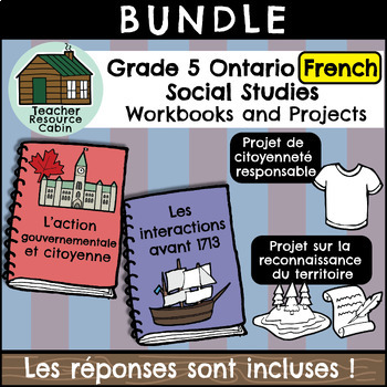 Preview of Grade 5 Ontario FRENCH Social Studies Workbook Bundle