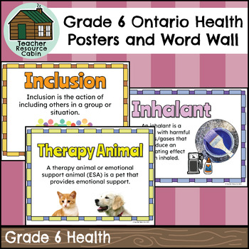 Preview of Grade 6 Ontario Health Word Wall and Posters