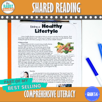 Preview of Shared Reading Passage & Lessons - Ontario Gr 5, 6 Health - Healthy Lifestyle