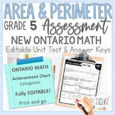 Grade 5 Ontario Math Curriculum Area and Perimeter Assessm