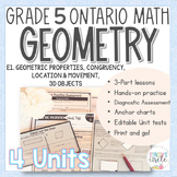 Grade 5 Ontario Math Curriculum Geometry Bundle