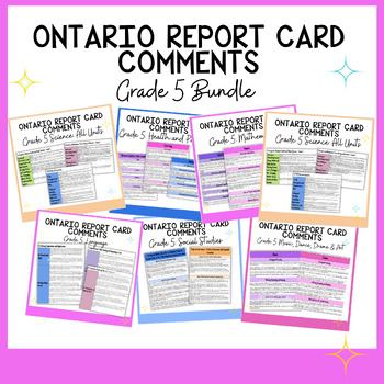 Preview of Grade 5 Ontario Report Card Comments Bundle - All subjects - Learning Skills