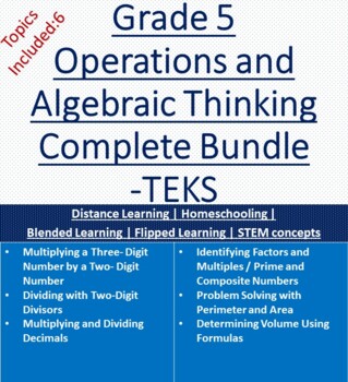 Preview of Grade 5 TEKS Operations and Algebraic Thinking - Distance Learning ISEE / SSAT