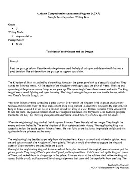 Preview of Grade 5_Princess & Dragon_Argumentative_ACAP Text-Dependent Writing Prompt _5A.1
