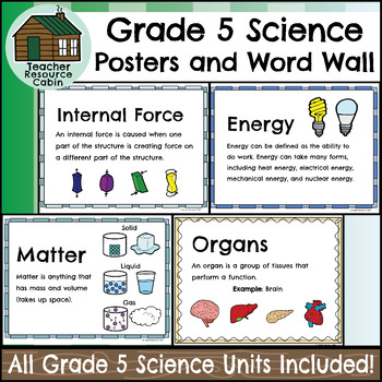 Preview of Grade 5 SCIENCE Word Wall and Posters (NEW 2022 Ontario Curriculum)