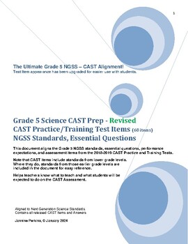 Preview of Grade 5 CAST Prep Revised-Practice Test Items (68), NGSS Standards, Essential ?s