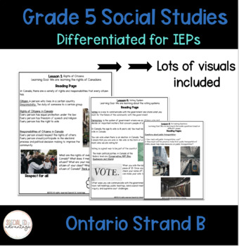 Preview of Grade 5 Social Studies Strand B for Special Ed and ESL